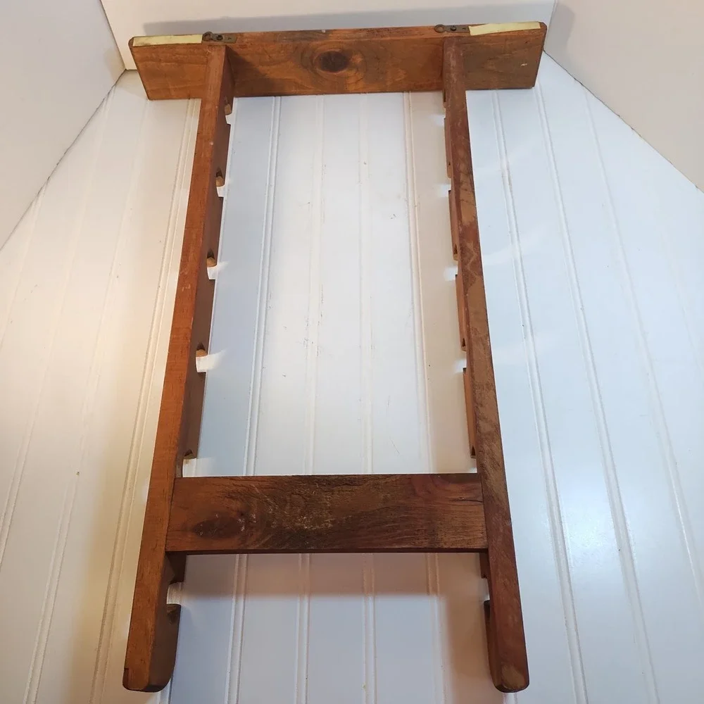 Vintage Wood Hat Rack for Baseball Caps Wall Mounted Storage Brown Wood 12 Slots
